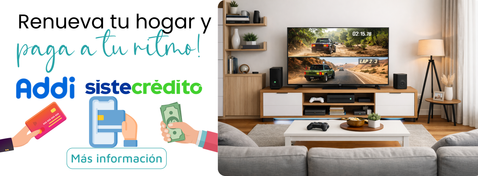 Aceptamos todas las tarjetas, pagos en efectivo, PSE y financiación con Addi y Sistecrédito. Elige el medio de pago que más te convenga.